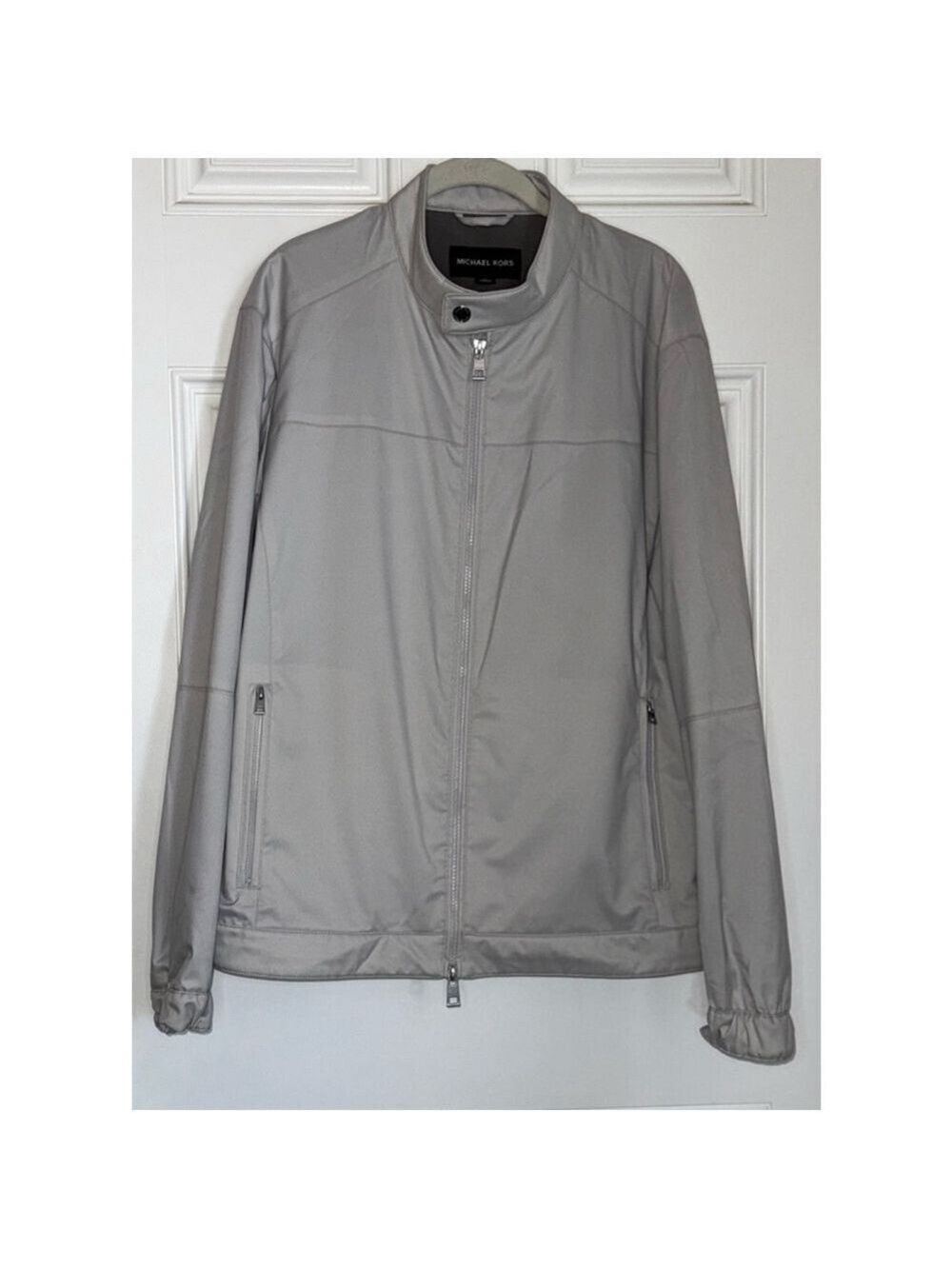 Men's Michael Kors Racer Jacket XL Gray Full Zip - Picture 2 of 5